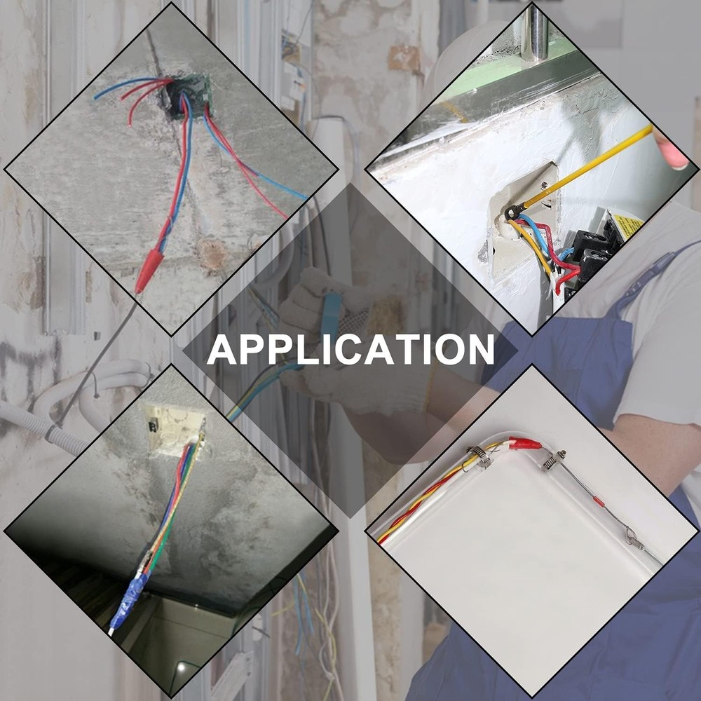 33' Fiberglass Running Electrical Wire Cable Pulling Fish Tape kit with 5 differ