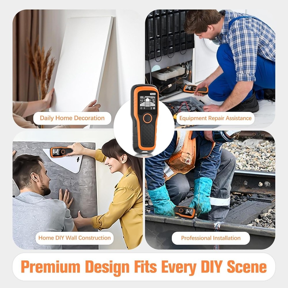Charcoal Precision Stud Locator – 6 in 1 Multifunction upgraded Automatic detect