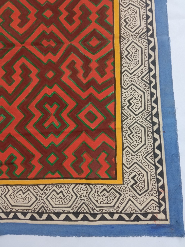 Shipibo Native Kene Painted Textile 29” X 31”