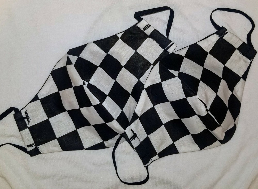 2 Pack - Black&White Checkered handmade Facemasks