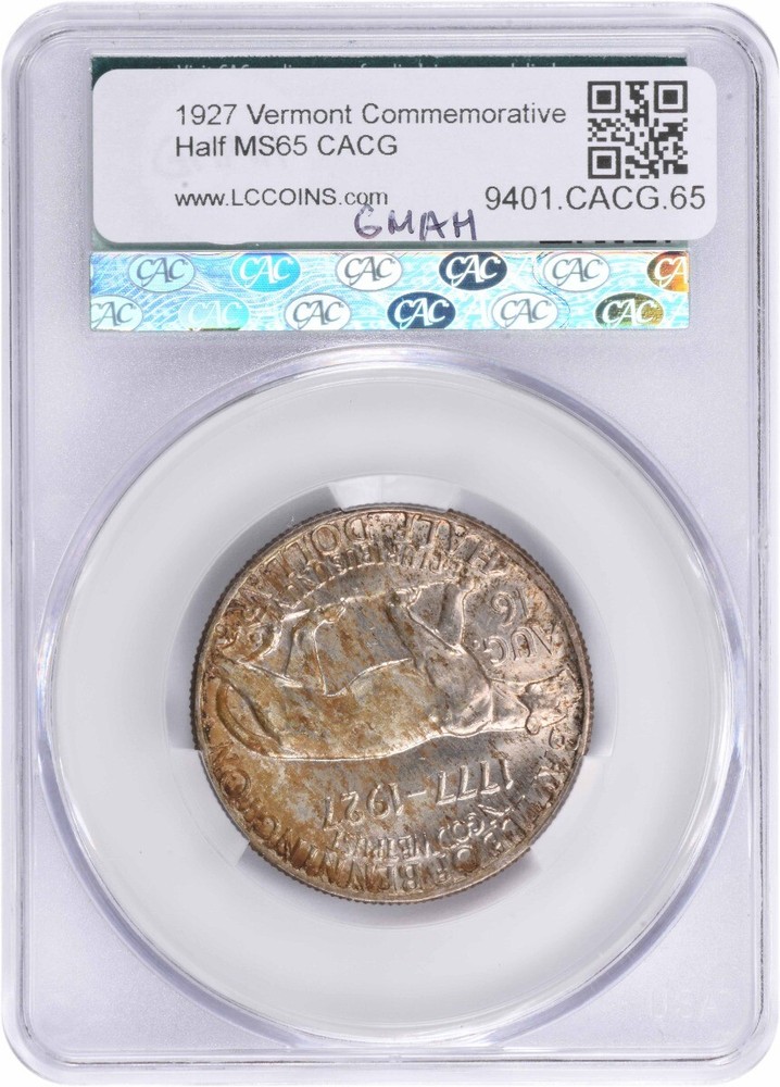 1927 Vermont Commemorative Half MS65 CACG