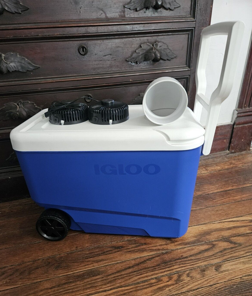 Onos 38qt Blue WHEELED Portable Swamp Cooler Ice & Air Conditioner TWO FANS USB