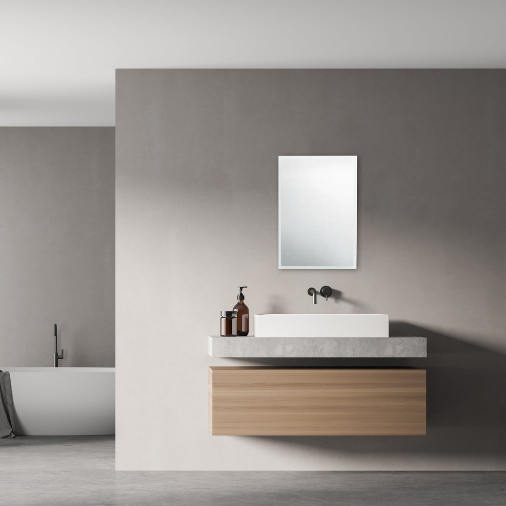 SYLVA LED LIGHTED BATHROOM VANITY SQUARE MIRROR - 25 x 19