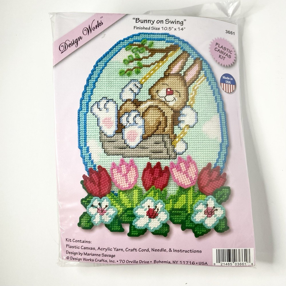 Easter Bunny On Swing Plastic Canvas Kit #3661 Design Works