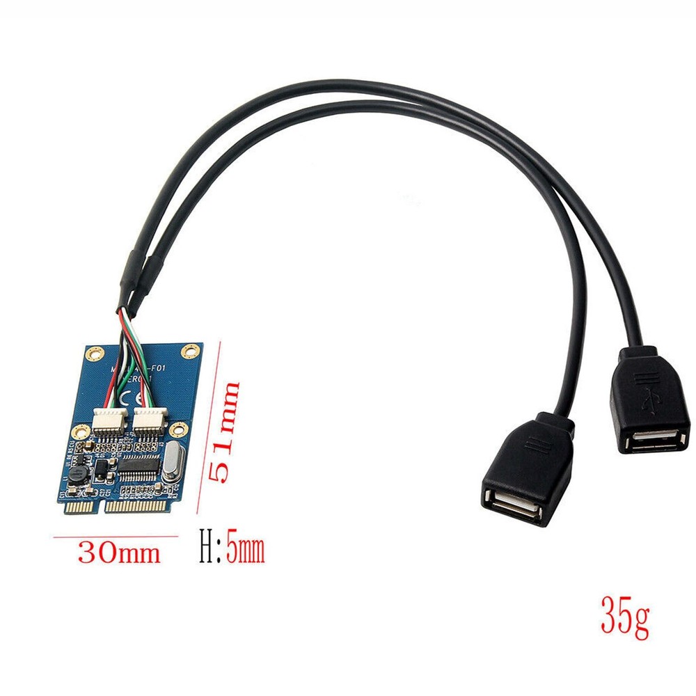 1Pack Mini PCI-E PCI Express to 5 Pin Dual USB 2.0 Adapter Riser Card Extender b