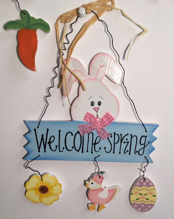 3-wood Easter/welcome/welcome Spring Plaque