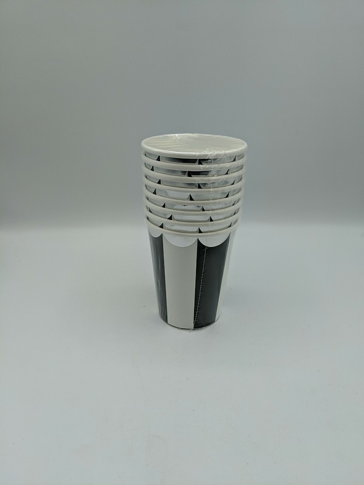 Meri Meri Black Fan Stripe Cups 8 ct