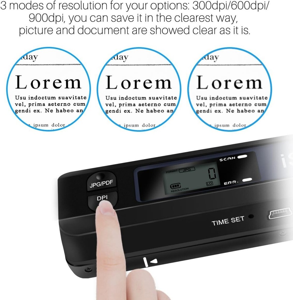 Versatile 900 DPI Handheld Image Scanner - Direct USB Connection with Storage