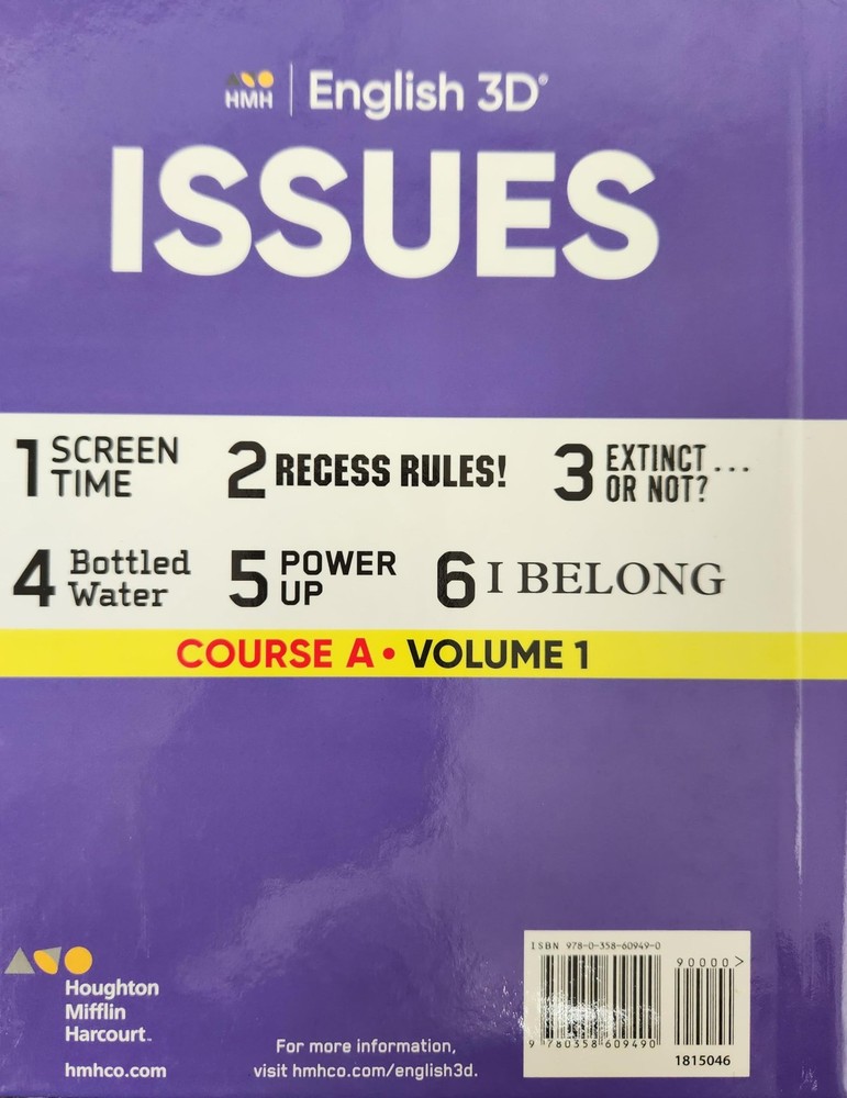 Course A Volume 1 Issues Book (English 3D) [Hardcover] Hmh