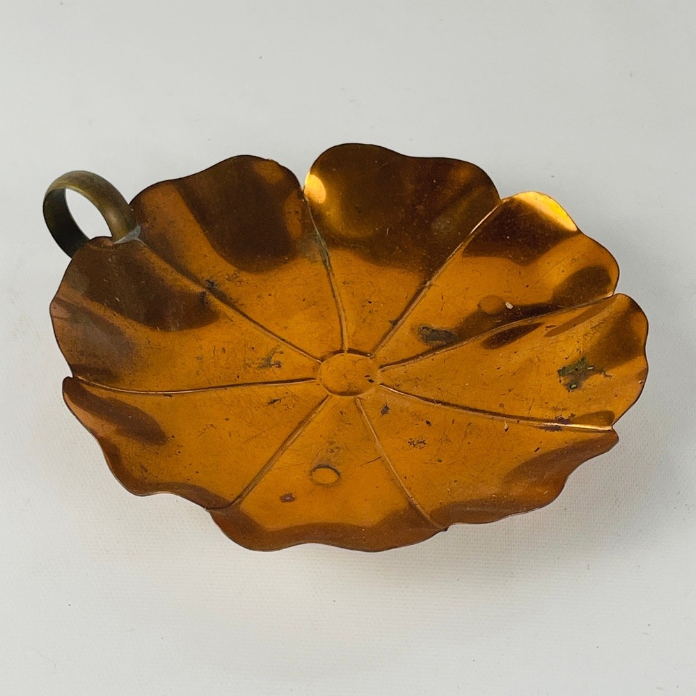 Vintage Thin Copper Dish with Handle 6 1/4”