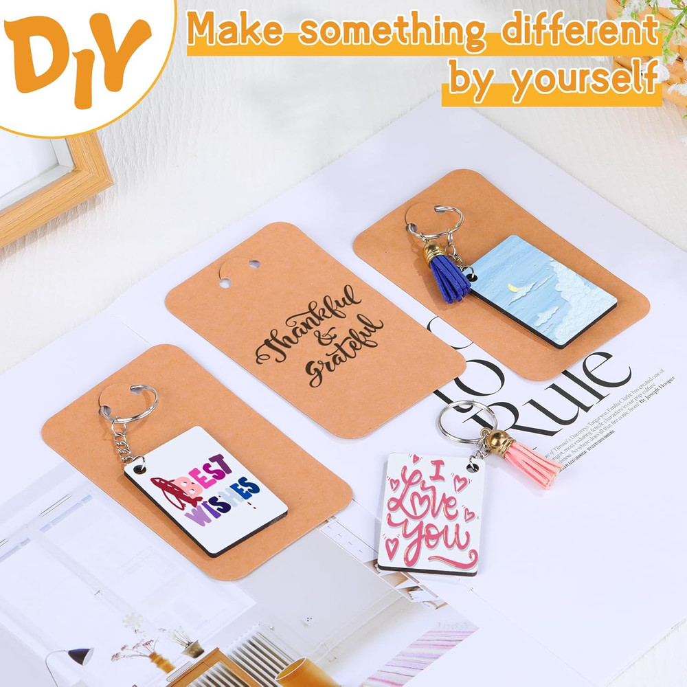 Sublimation Keychain Blanks Bulk, 180PCS Rectangle Sublimation Blanks, MDF Keych
