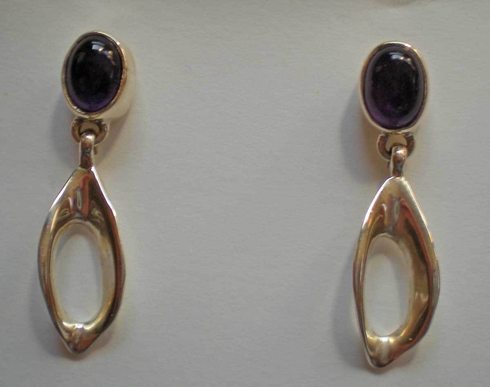 Amethyst Earrings - Sterling Silver j350