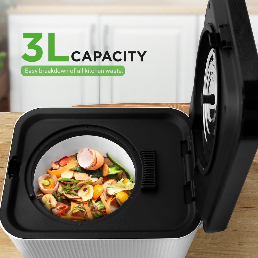 Nutrichef 3L Electric Kitchen Composter - White