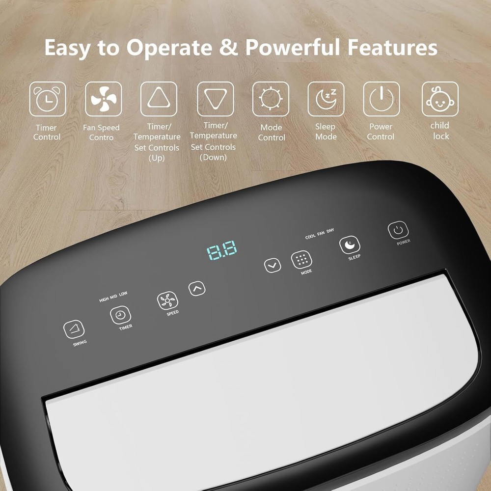 📶14000 BTU Portable Air Conditioner Cools Up to 750 Sq. Ft Remote Control AC