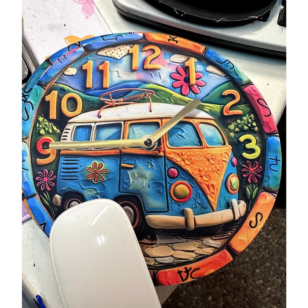 Mouse Pad 70's Bus Hippe Boho Retro Computer Desk Non-Slip
