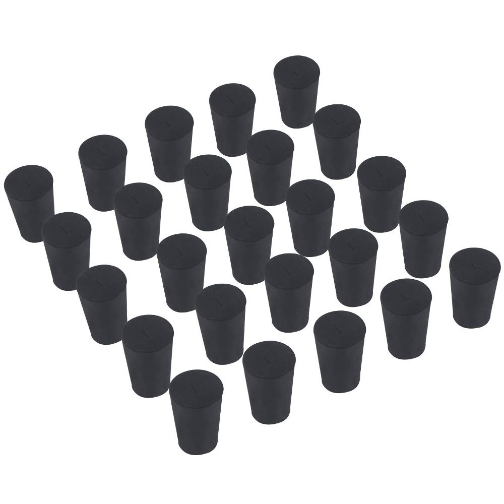 25-Pack (Same Size) Solid Rubber Stoppers - Size #1-19mm (0.74in) x 14mm (0.5...