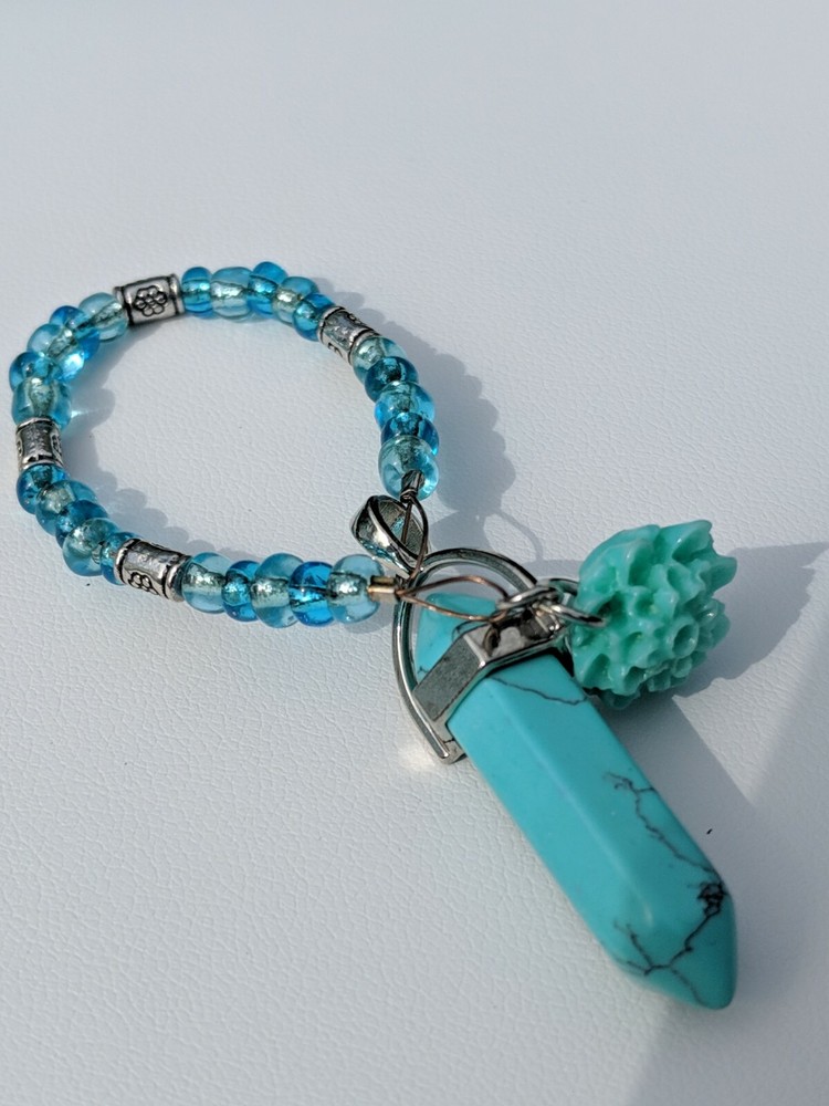 Blue Howlite Point Pendulum (Reiki blessed, hand-crafted)