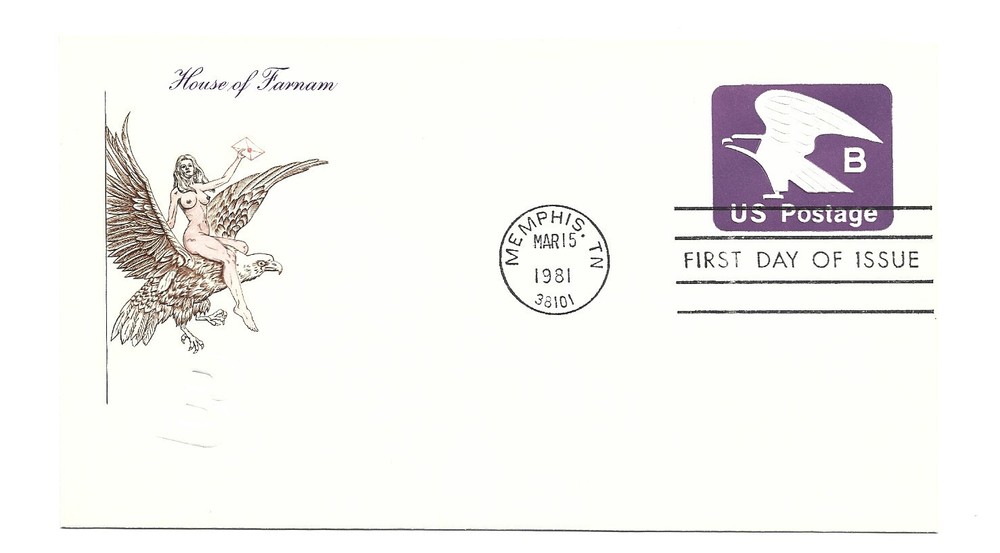U592 'B' Eagle embossed Stamped Envelope Farnam, HF, FDC