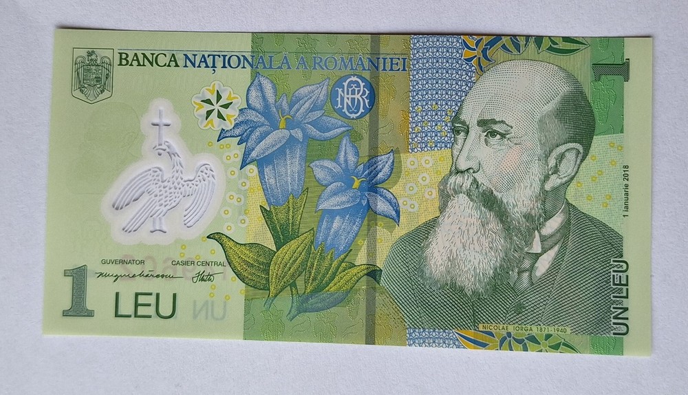 Romania 1 Leu 2024 Polymer Banknote, UNC Romanian