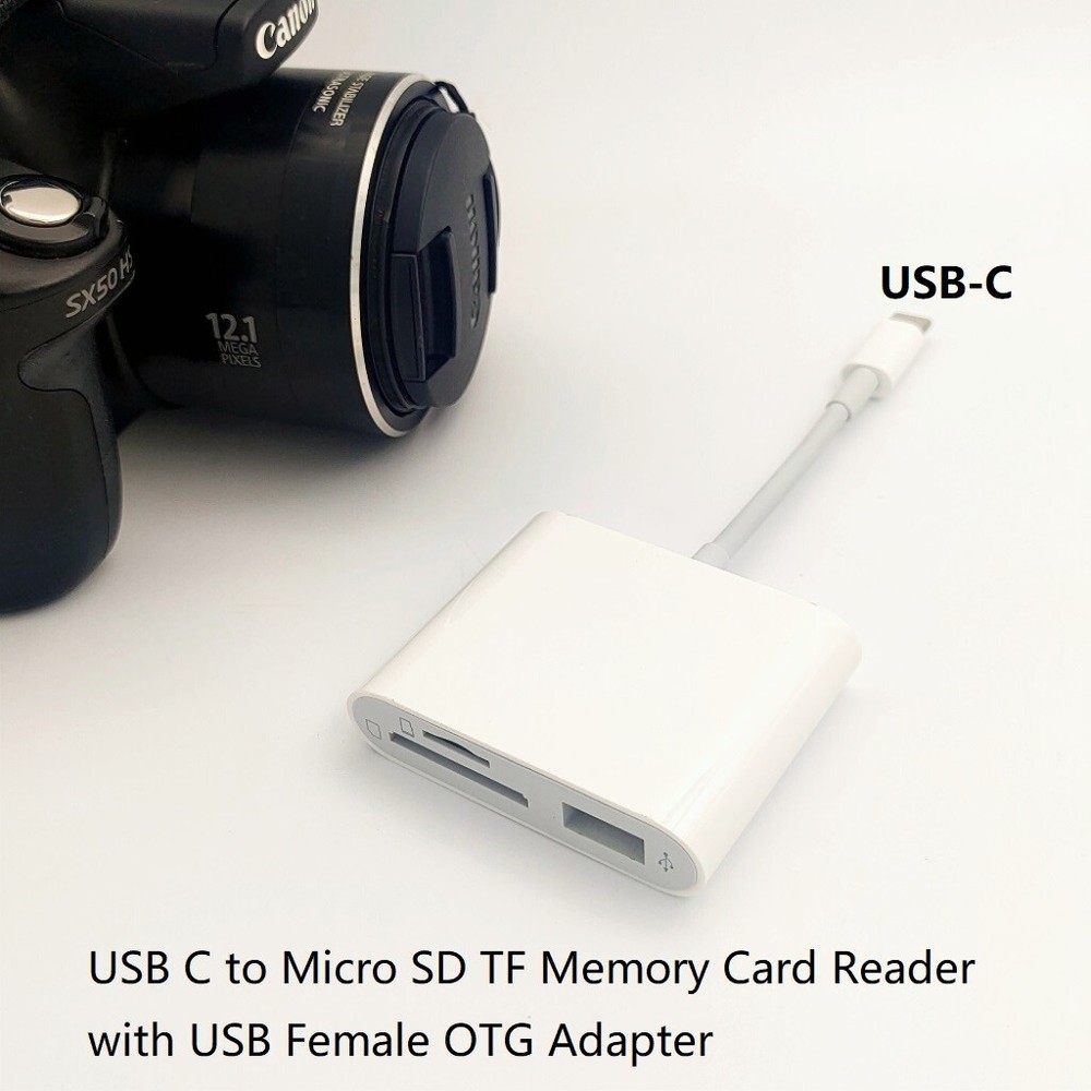USB C to Micro SD TF Card Reader USB-C to Camera Card Adapter for iPad Pro