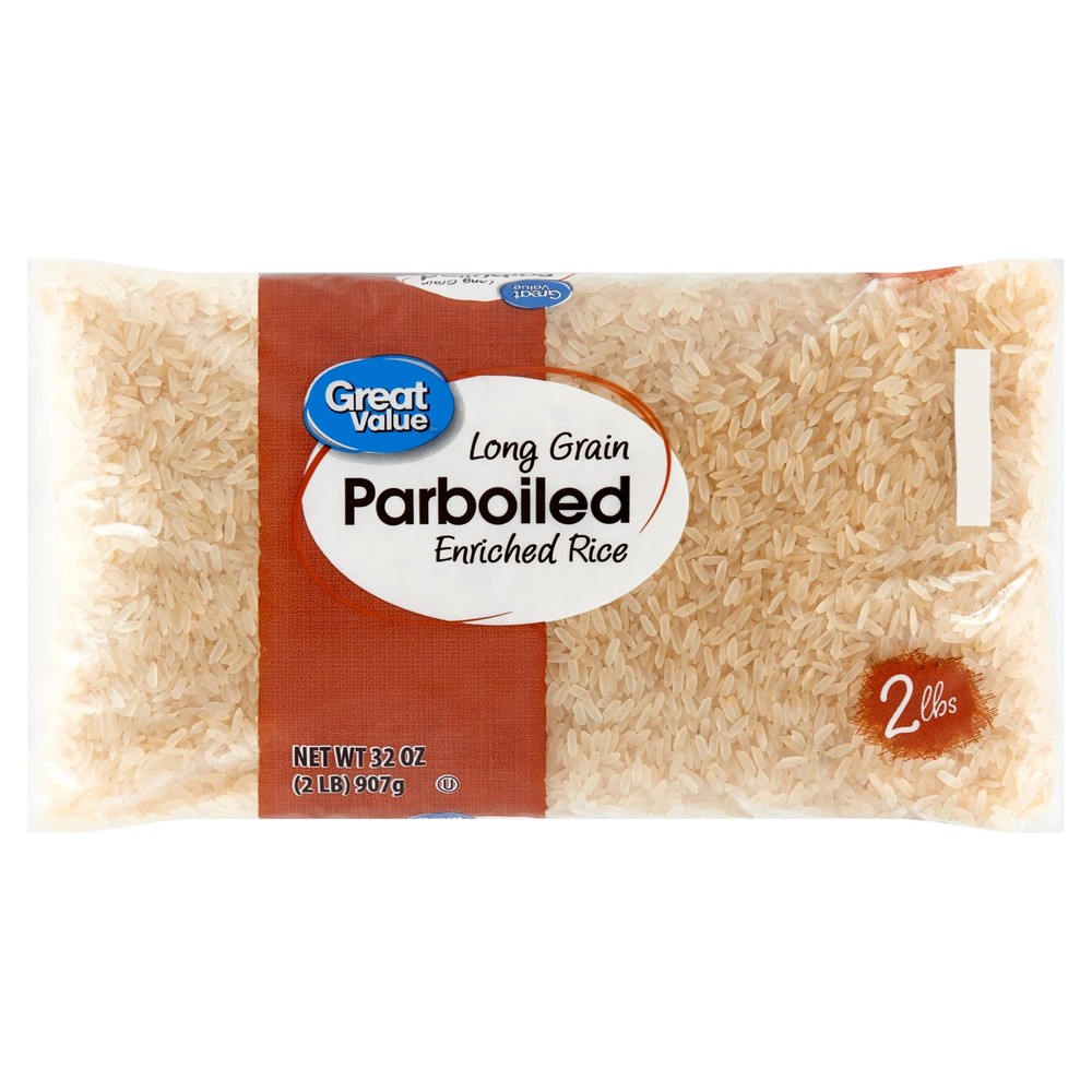 (8 Pack) Great Value Long Grain Parboiled Rice, 32 oz Enriched Fluffy Side Dish