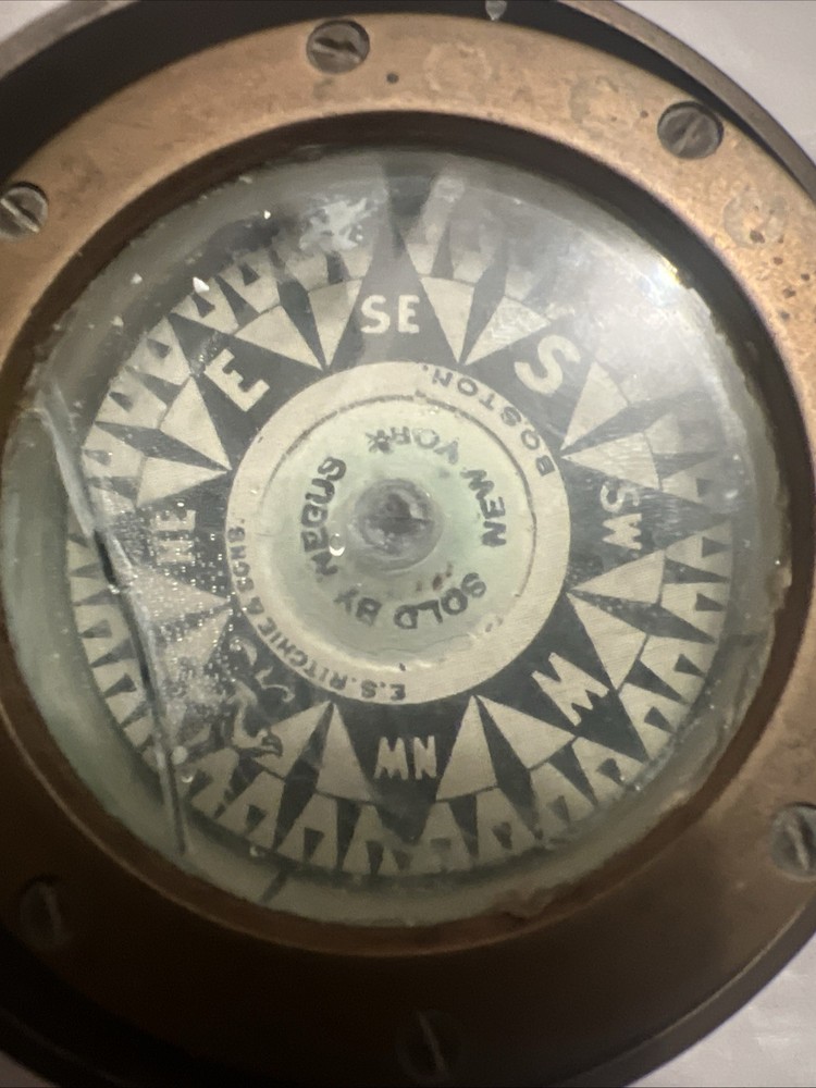 E.S. Ritchie & Sons Boston Nautical Box Ship Compass 1930s