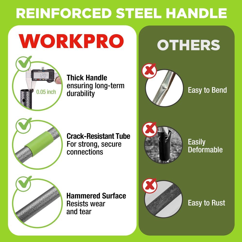 WORKPRO Heavy Duty Lawn Leveling Rake 30"x10" Ground Plate 6FT Adjustable Handle