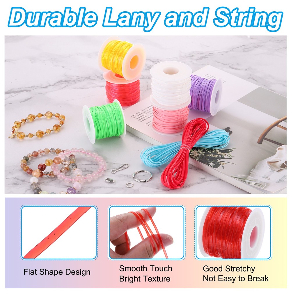 Lanyard String Kit, Glitters Lacing Cord with Accessories, Orange