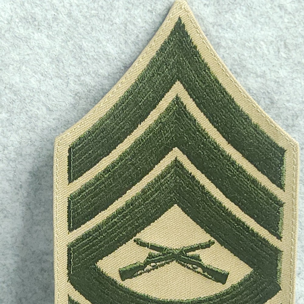 USMC Master Sergeant E-8 Rank Patch Pair 1990s Vanguard New Khaki NOS