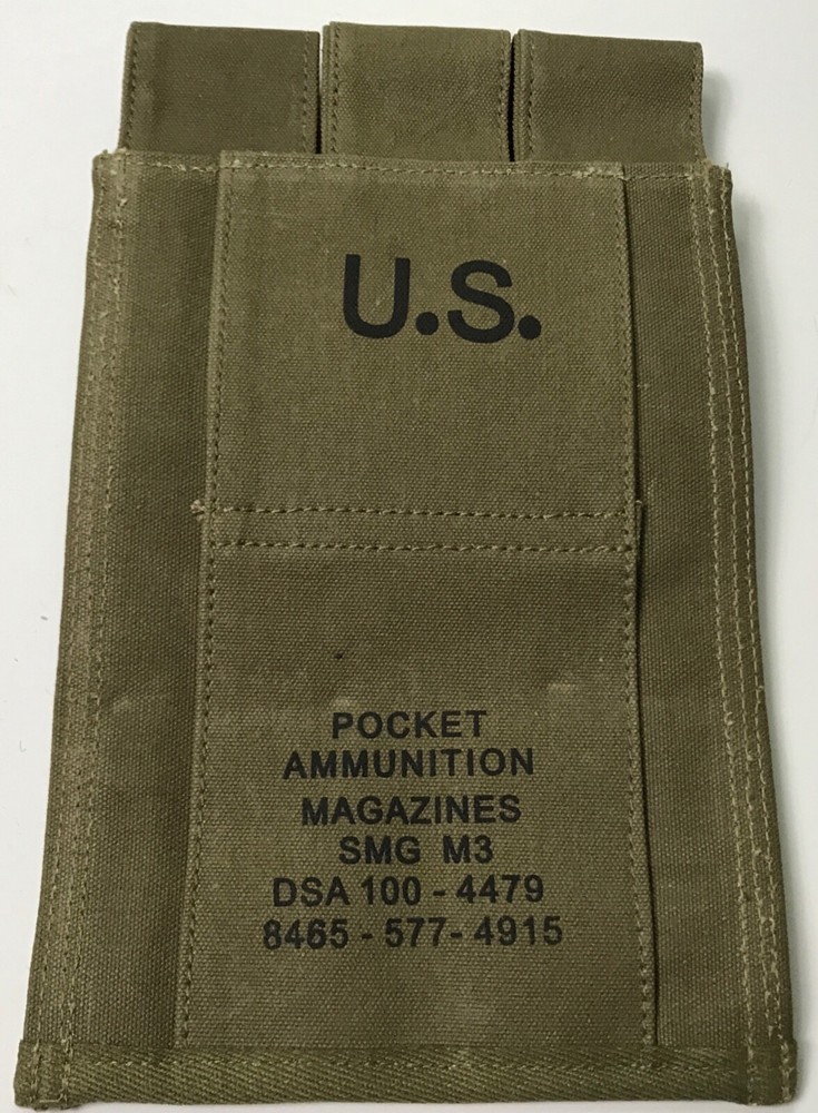 WWII US GREASE GUN 3 CELL AMMO POUCH
