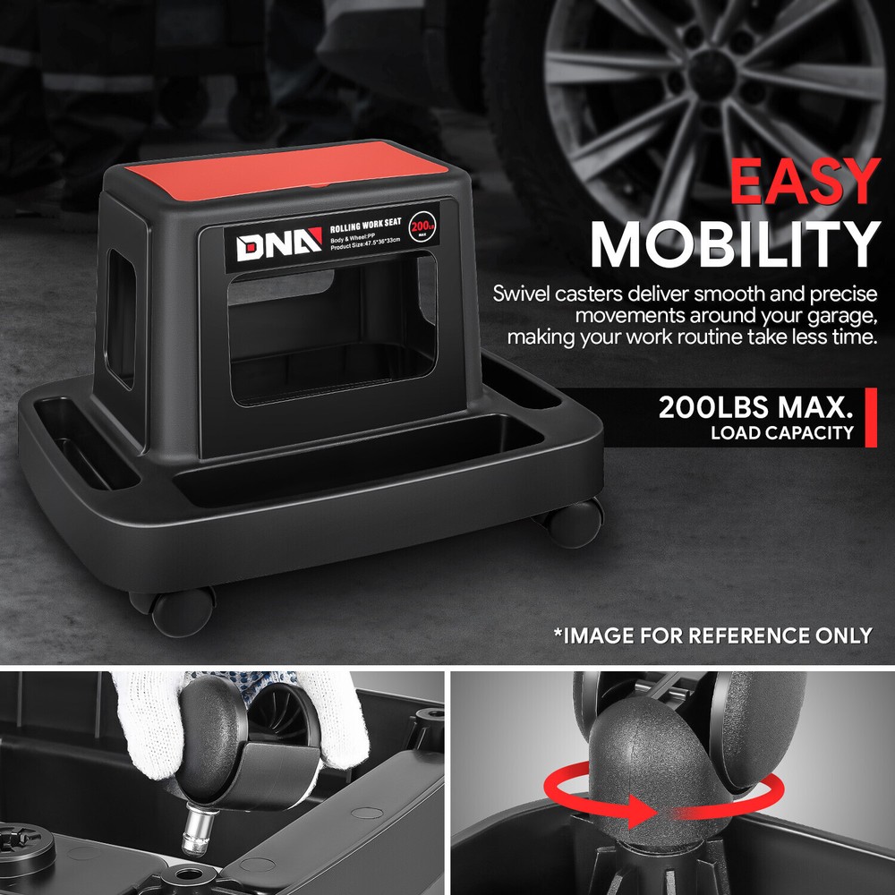 Plastic Durable Car Repair Tool Mechanics Roller Mobile Seat With Tool Storage