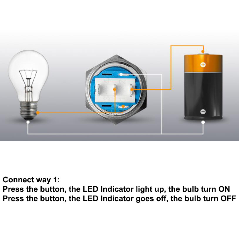 19mm 12V LED ON OFF Push Button Power Switch Latching with Wire Socket Harness