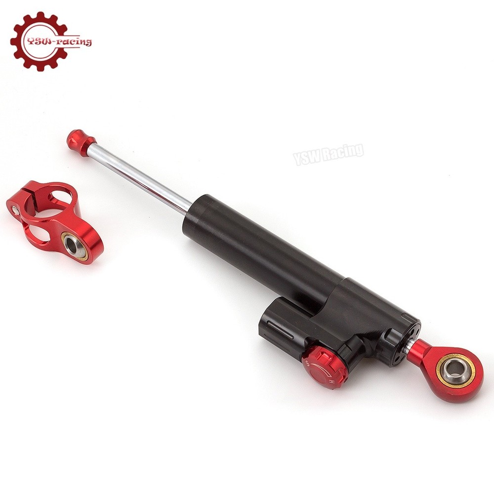 Motorcycle Universal CNC Adjustable Steering Damper Stabilizer Safety Black&Red
