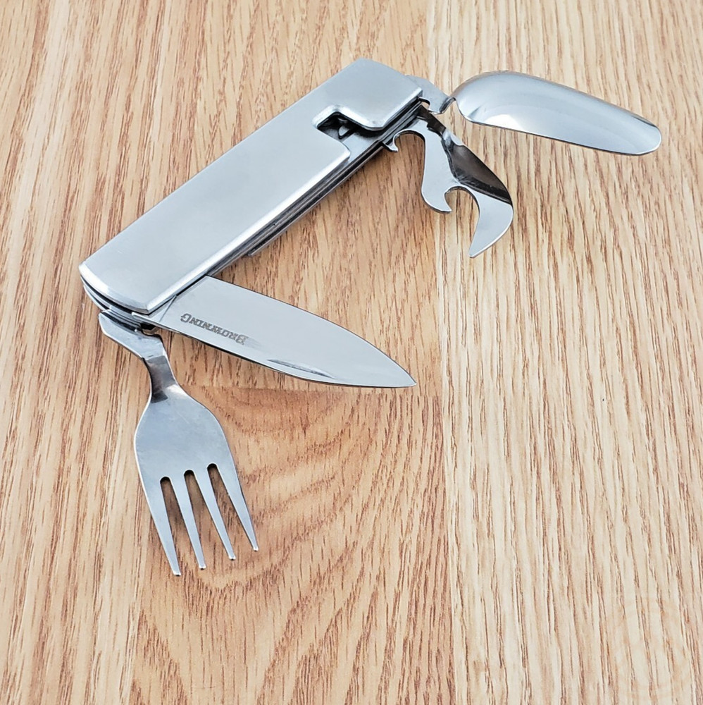 Browning Camping Knife Stainless Handle Blade Fork Spoon Bottle/Can Openers