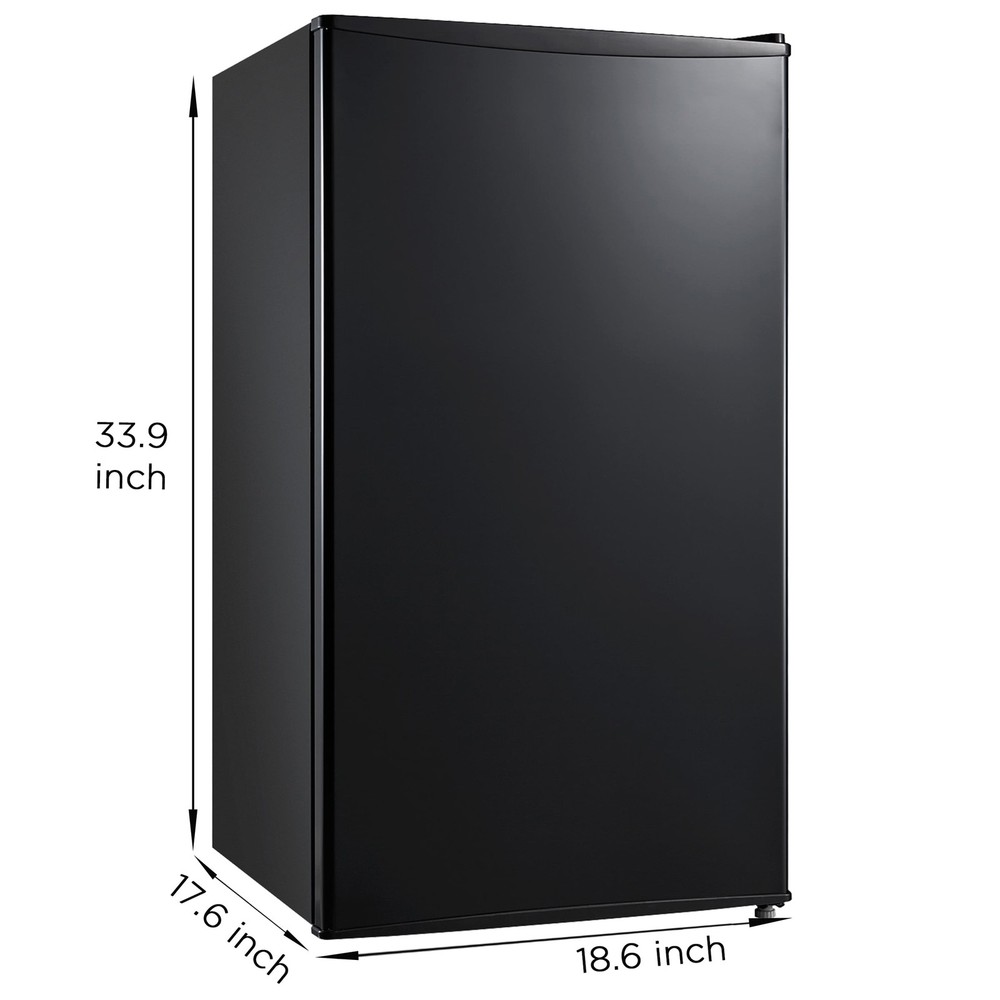 3.3 Cu Ft Compact Single Door Refrigerator, Black, Small Mini Fridge