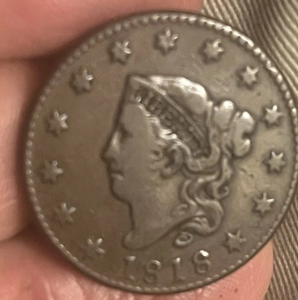 1818 Coronet head , large cent , Very fine, scarce