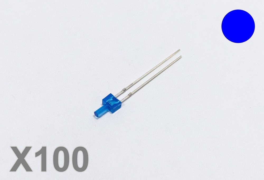 100pcs Blue 2mm 2-pin LED Diffuse Blue Tower Lighthouse Flat Top Lens