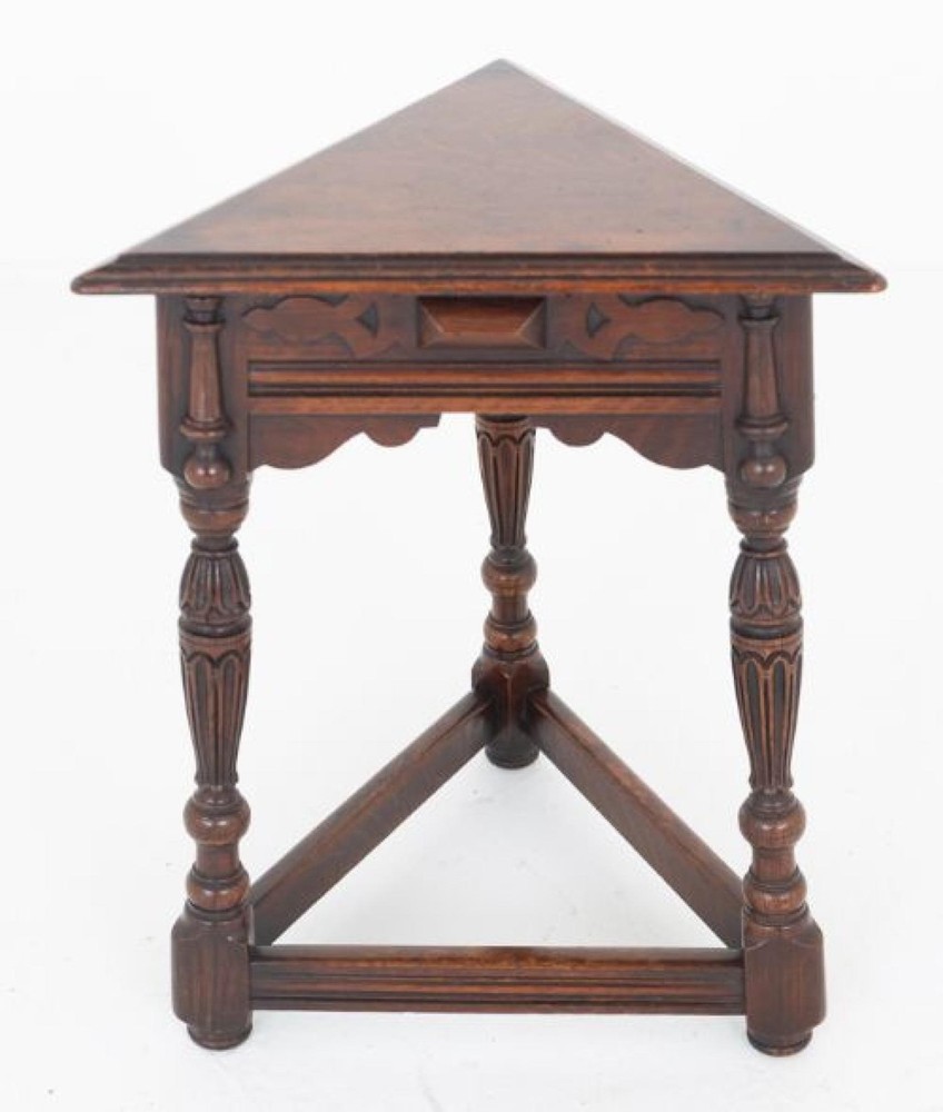 Jacobean Revial Stool Oak Seat Bench