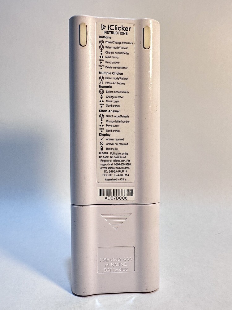 iClicker 2 - Student Resonse Remote For The College Classroom White Controller