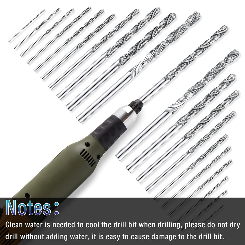 20 Pieces Diamond Drill Bits Set for Stone Twist Tip Drill Bit Heavy Duty Micro