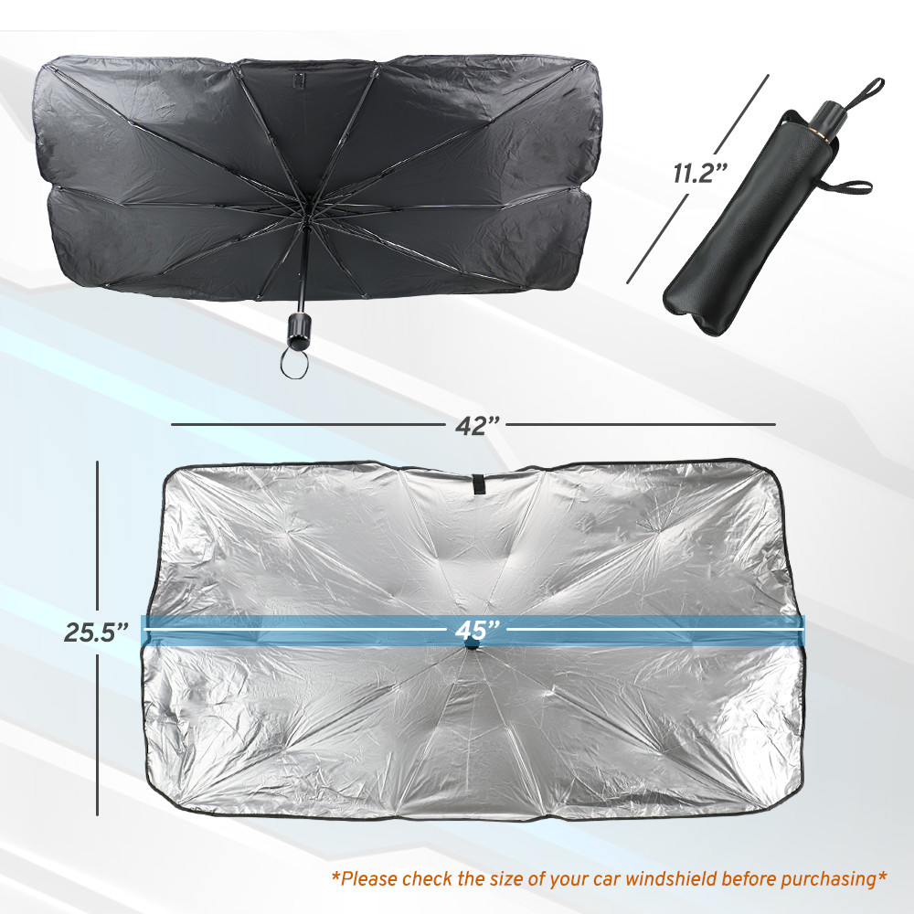 Universal Sun Shade Windshield Foldable Car Cover Compact 45" Silver
