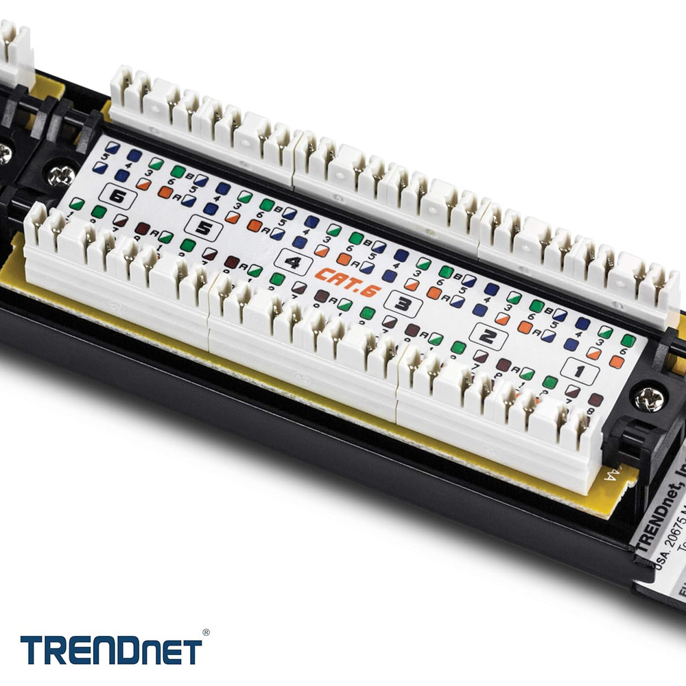 24-Port Cat6 Unshielded Patch Panel, Wallmount or Rackmount, Compatible with Cat