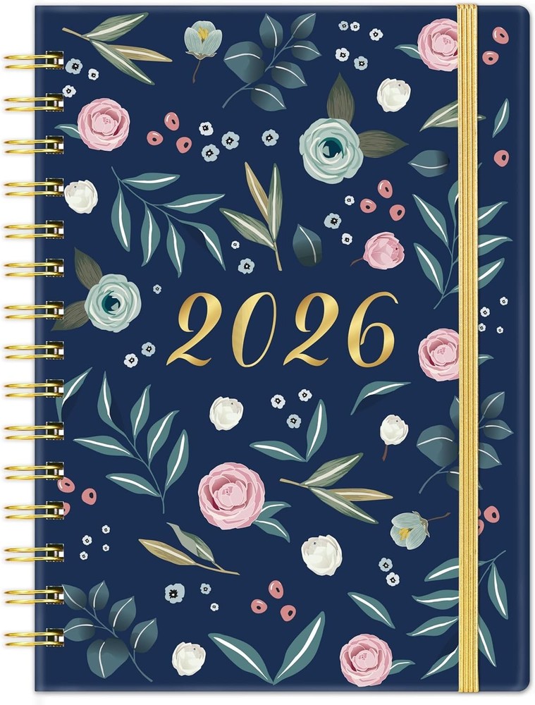 Portable Floral Planner 2026: Ample Writing Space with Elastic Closure Strap