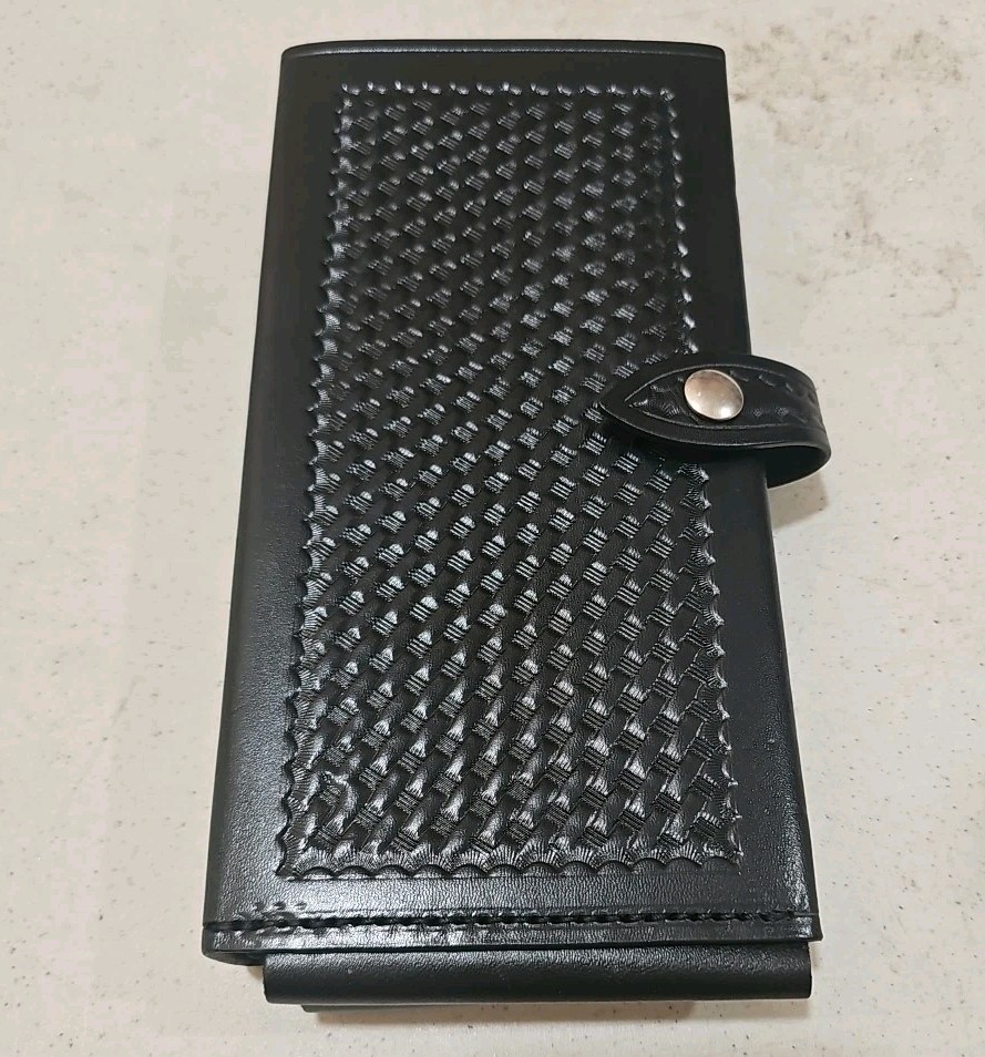 Aker Leather 581 Double Citation Book, Black, Plain