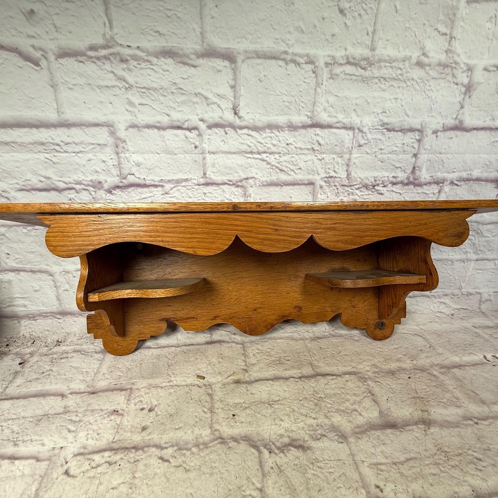 Vintage Oak Clock Wall Shelf