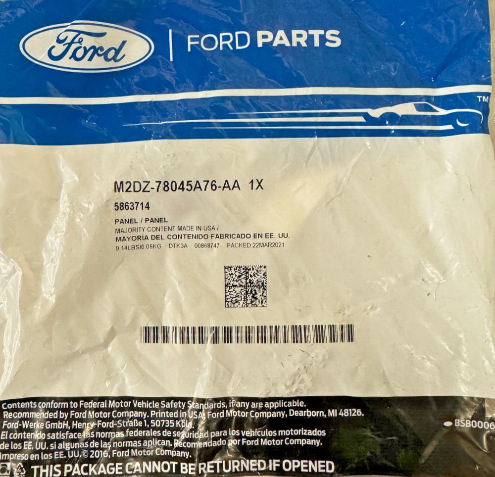 NEW OEM 21-25 Ford BRONCO Passenger Grab Handle Removal Delete Blank Panel