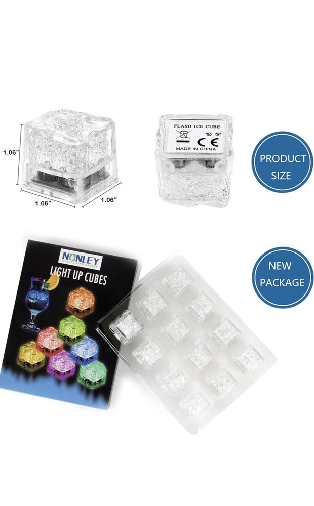 Light Up Ice Cubes,60 Pack Color Changing Led Ice Cubes for Drinks Glow