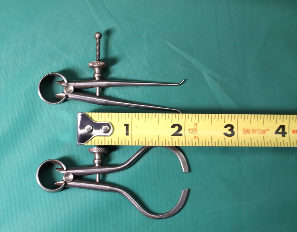 (2) Starrett Spring-Type Outside Inside Caliper 2" Solid Nut Round Leg ID OD 151