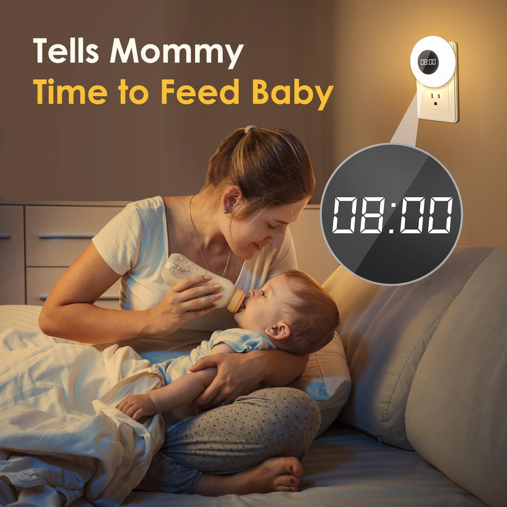 Night Light Clock Plug In Dimmable 3 Color Light Timer Small Bedroom Clock