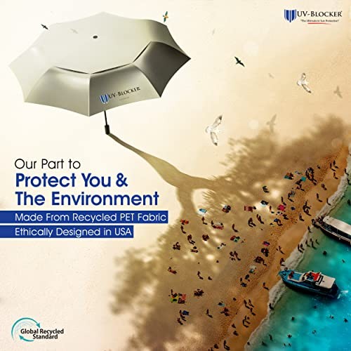 Compact Sun Protection UV Umbrella - Auto Open/Close - Double Vented 42"